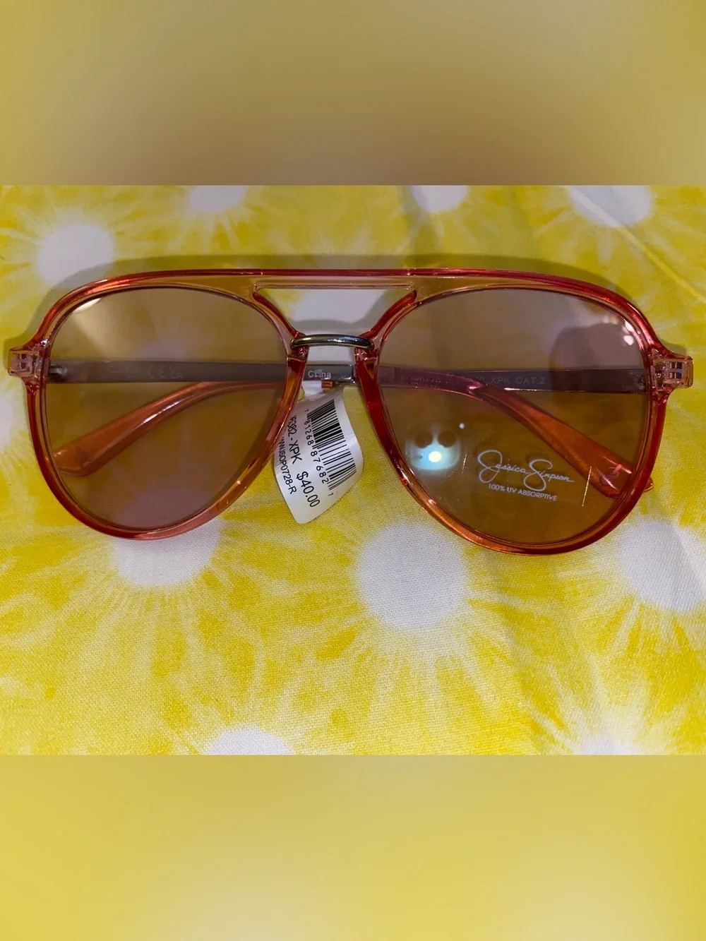 NWT | Jessica Simpson | Metal Bridge Aviator Sunglasses | XPK Crystal Clear